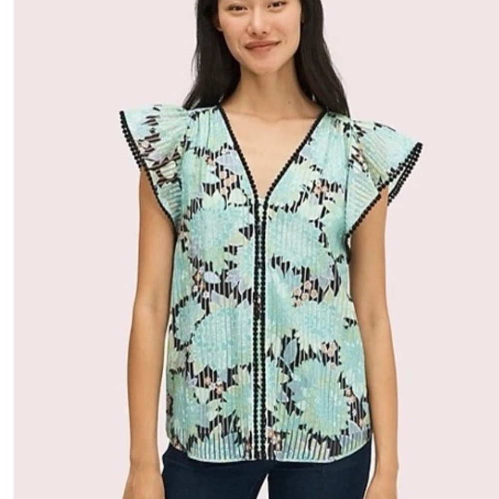 Kate Spade Dahlia bloom burnout top XS